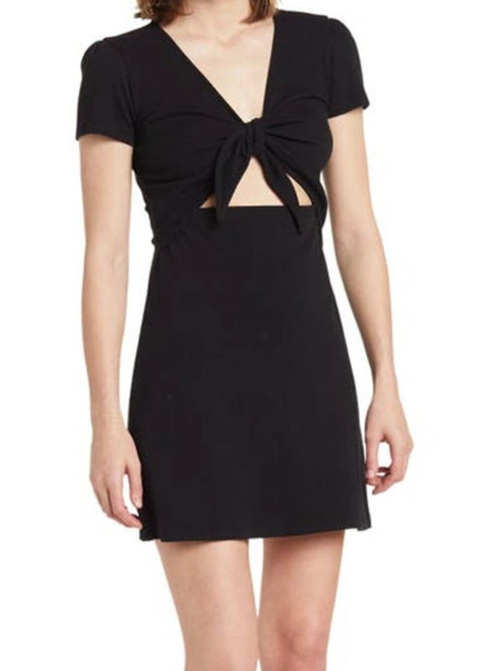 New ~ ABOUND Nordstrom~ Tie Front Rib Knit Mini Dress Vacay Cruise Organic XS